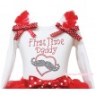 White Tank Top Red Ruffles Minnie Dots Bow & Sparkle Rhinestone First Time Daddy Print TB1414
